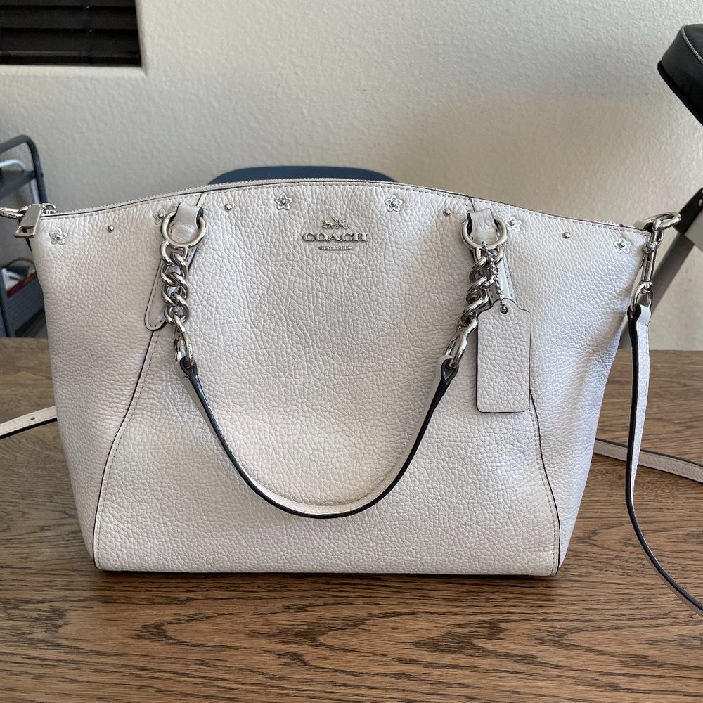 Coach leather white satchel bag